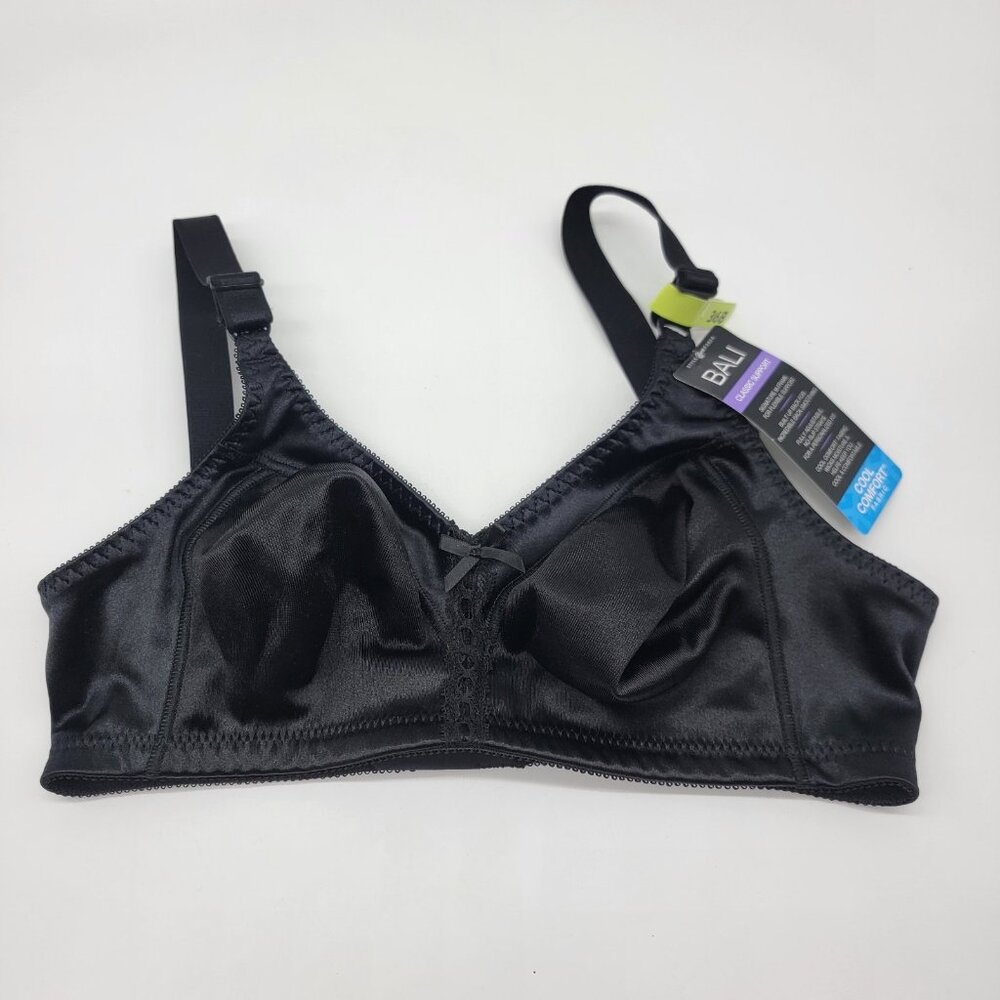 BALI Bra Classic Support Wireless Unlined Black Bra 36B #3820 NWT